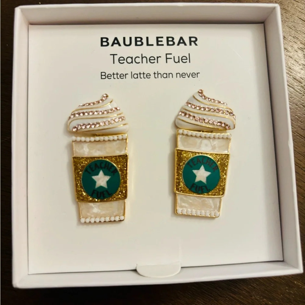 BaubleBar teacher fuel Starbucks inspired coffee earrings NEW - Picture 1 of 2